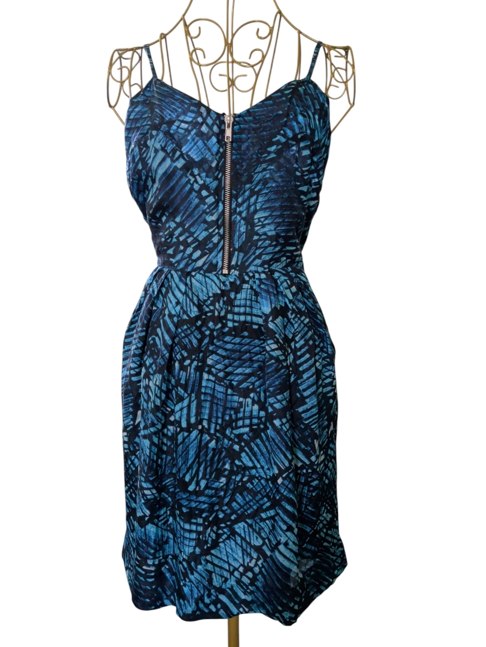 Greylin 100% Silk Abstract Print Mini Dress  Size M